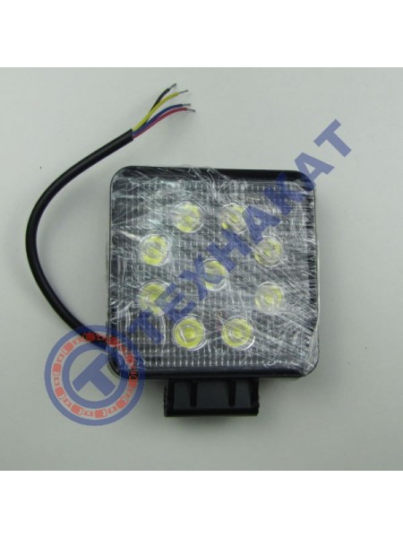 Фара LED квадратная 27W широкий луч + LED кольцо