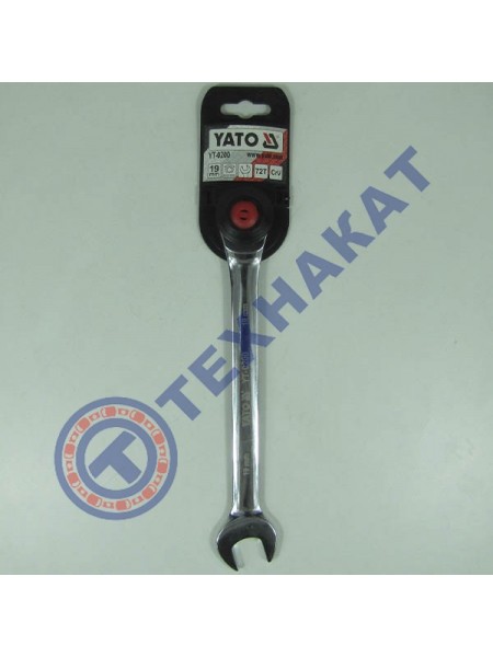 Ключ М19 рожково-накидной с трещёткой YT-0200 YATO